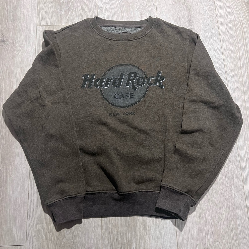 Hard Rock Cafe Men's Dark Brown Crewneck Sweater